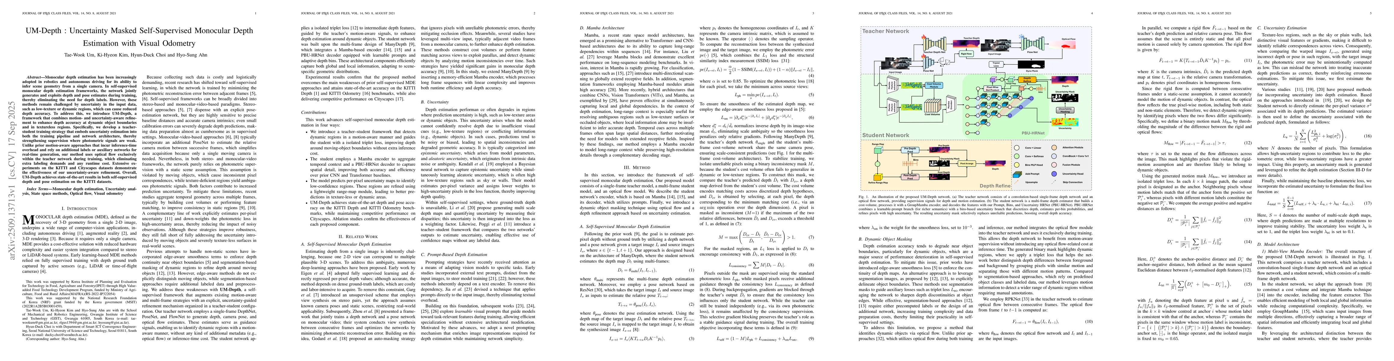 Thumbnail for UM-Depth : Uncertainty Masked Self-Supervised Monocular Depth Estimation
  with Visual Odometry