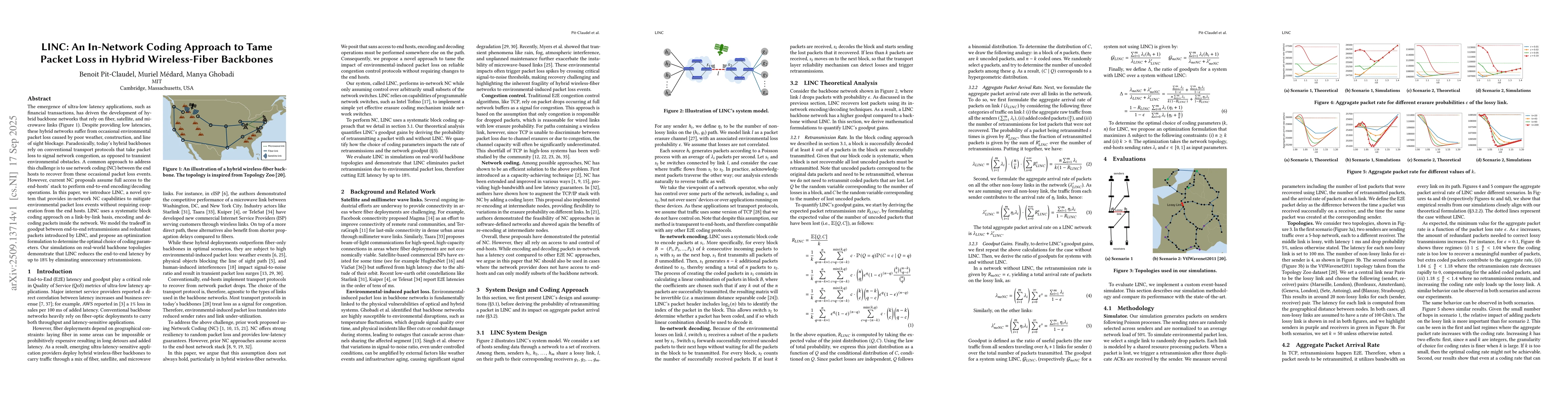Thumbnail for LINC: An In-Network Coding Approach to Tame Packet Loss in Hybrid
  Wireless-Fiber Backbones