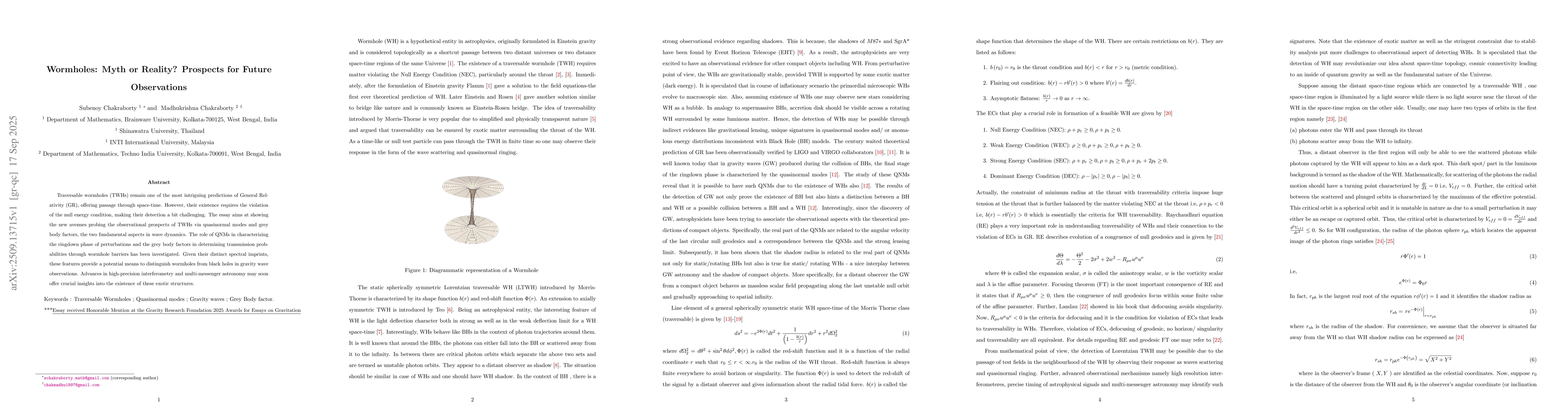 Thumbnail for Wormholes: Myth or Reality? Prospects for Future Observations