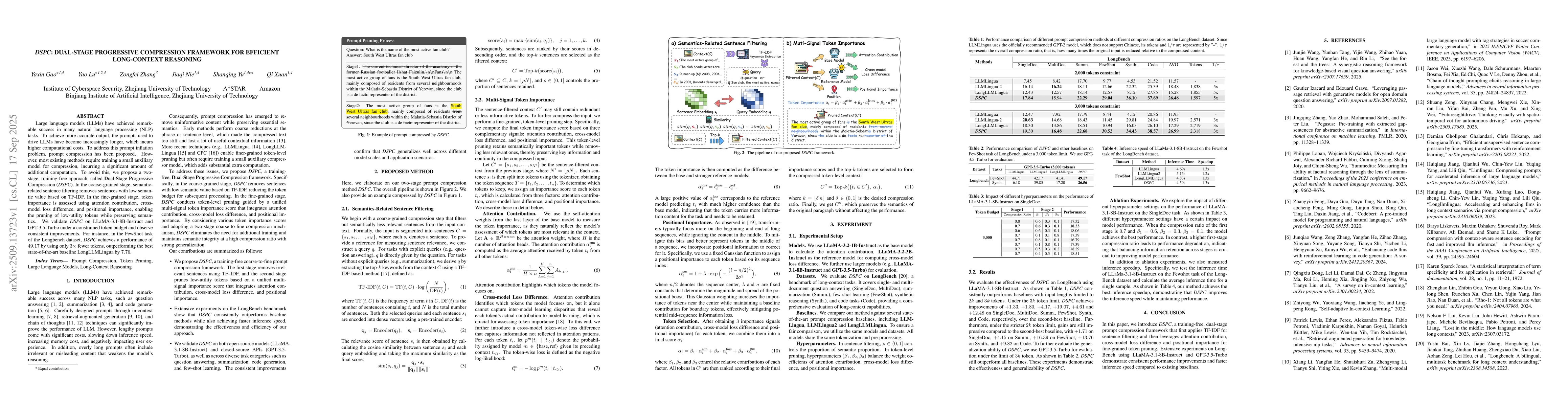 Thumbnail for DSPC: Dual-Stage Progressive Compression Framework for Efficient
  Long-Context Reasoning