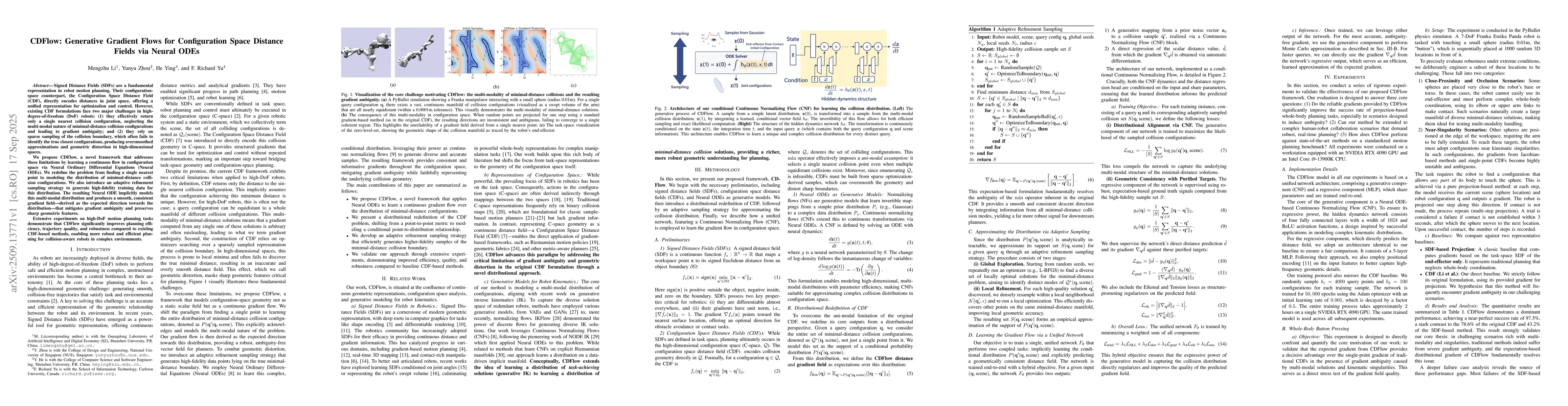 Thumbnail for CDFlow: Generative Gradient Flows for Configuration Space Distance
  Fields via Neural ODEs