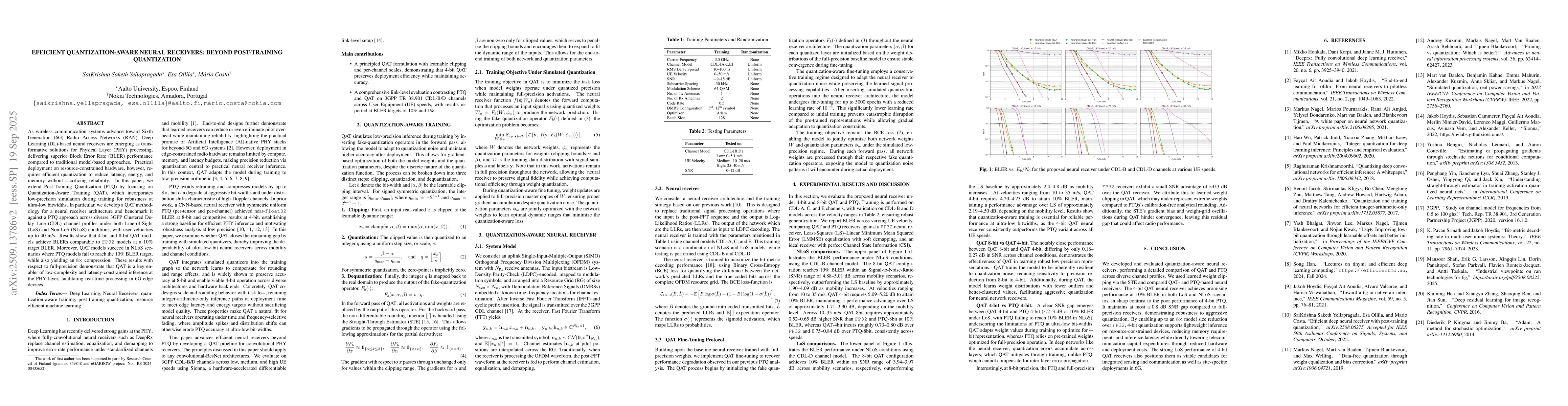 Thumbnail for Efficient Quantization-Aware Neural Receivers: Beyond Post-Training
  Quantization
