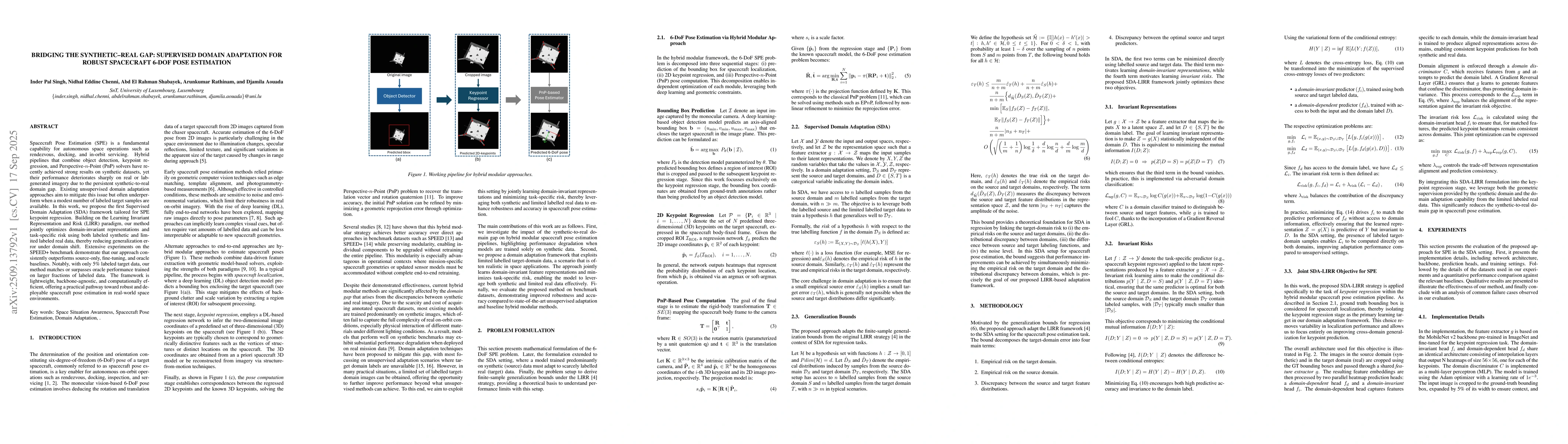 Thumbnail for Bridging the Synthetic-Real Gap: Supervised Domain Adaptation for Robust
  Spacecraft 6-DoF Pose Estimation
