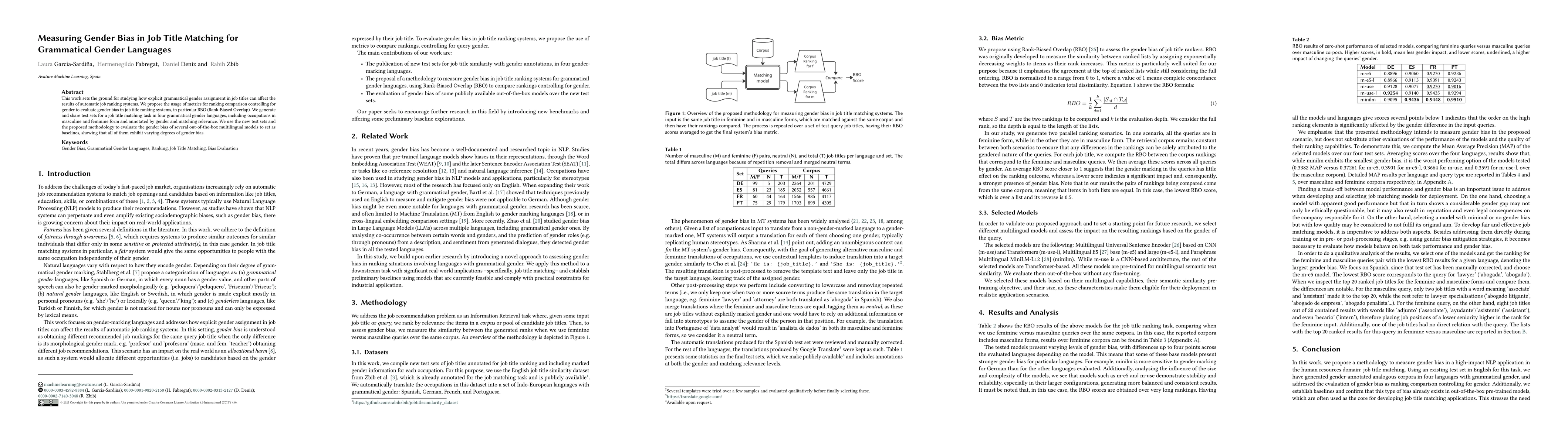 Thumbnail for Measuring Gender Bias in Job Title Matching for Grammatical Gender
  Languages