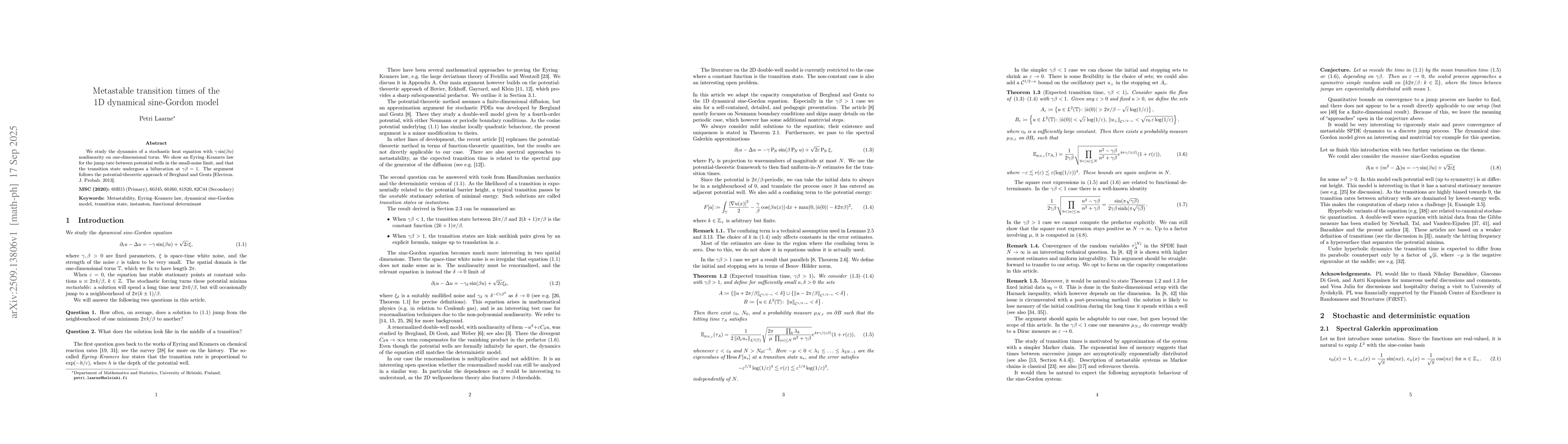 Thumbnail for Metastable transition times of the 1D dynamical sine-Gordon model