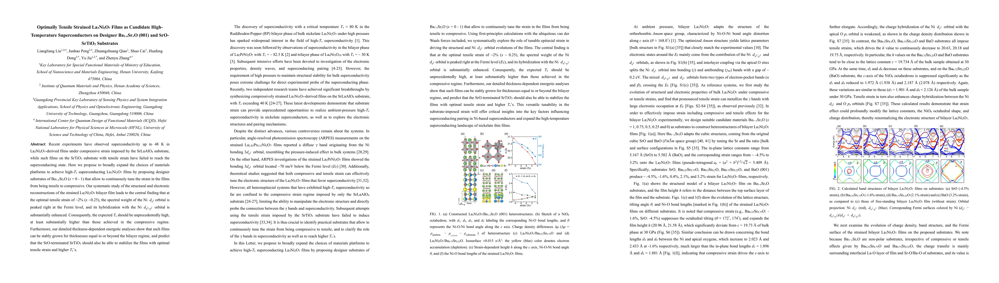 Thumbnail for Optimally Tensile Strained La3Ni2O7 Films as Candidate High-Temperature
  Superconductors on Designer Ba1-xSrxO (001) and SrO-SrTiO3 Substrates