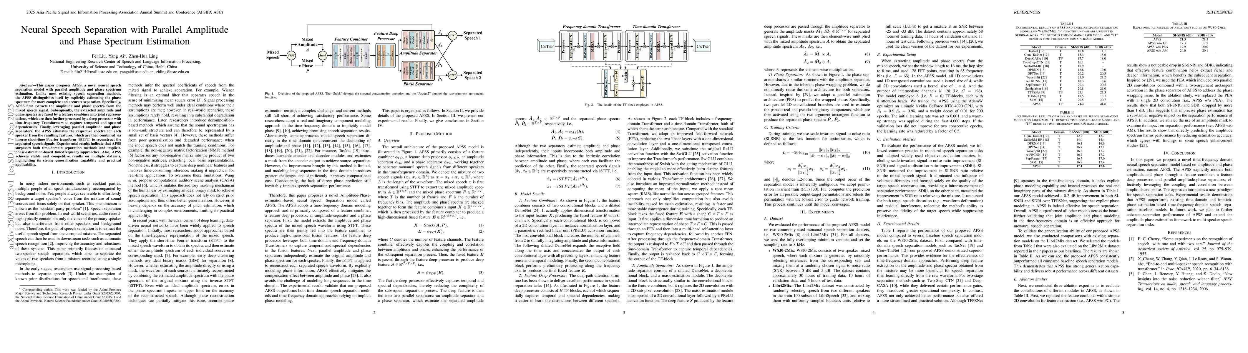 Thumbnail for Neural Speech Separation with Parallel Amplitude and Phase Spectrum
  Estimation