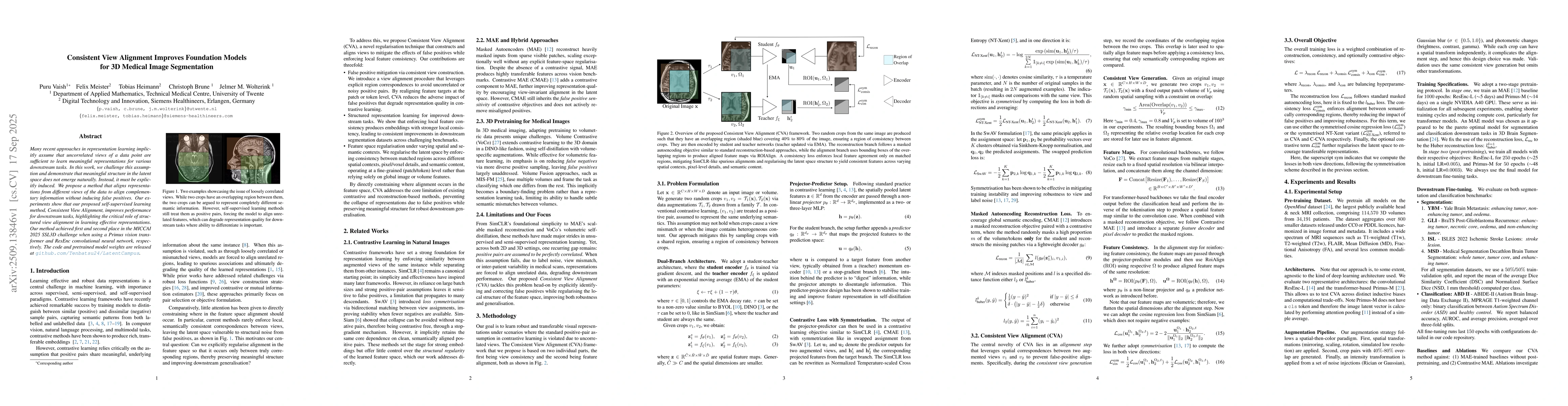 Thumbnail for Consistent View Alignment Improves Foundation Models for 3D Medical
  Image Segmentation