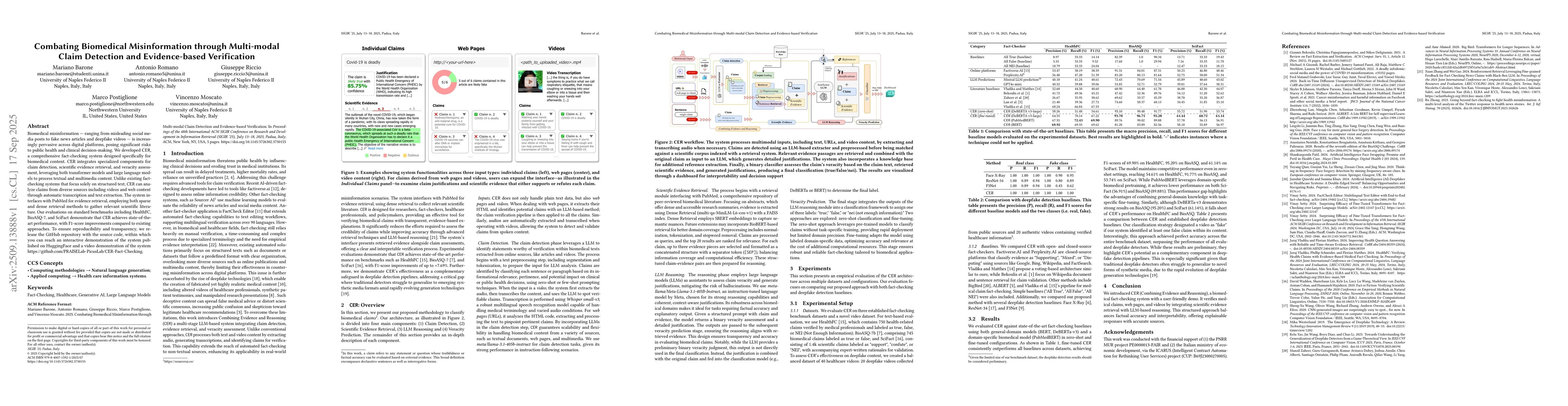 Thumbnail for Combating Biomedical Misinformation through Multi-modal Claim Detection
  and Evidence-based Verification