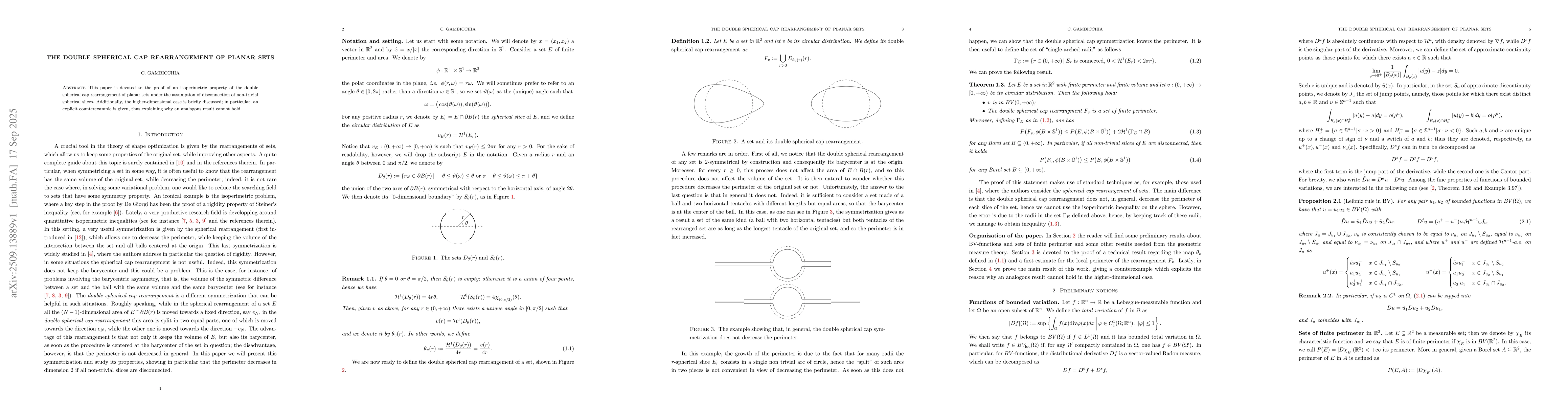 Thumbnail for The double spherical cap rearrangement of planar sets