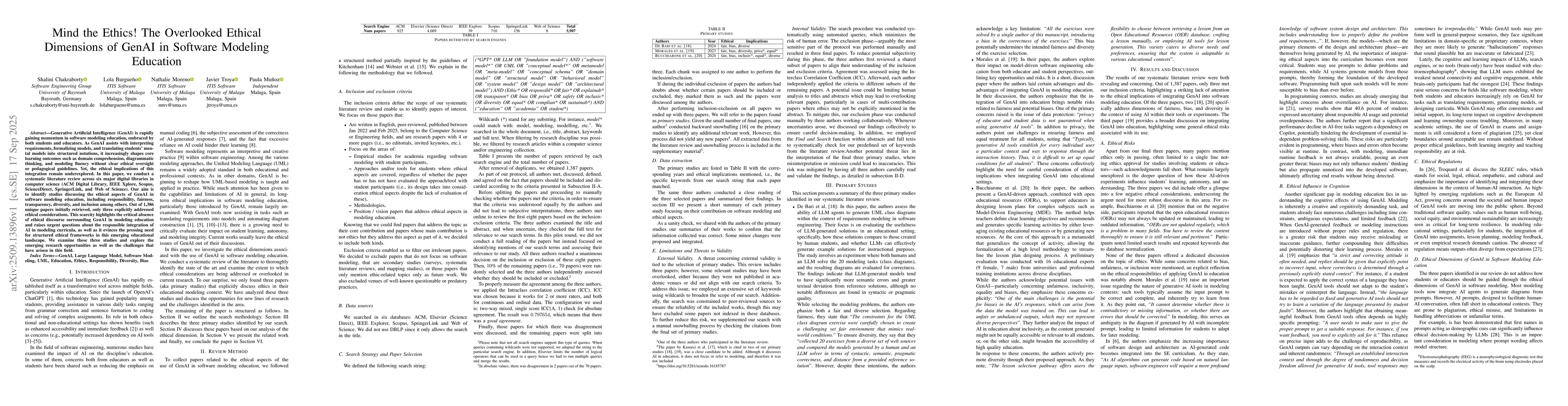 Thumbnail for Mind the Ethics! The Overlooked Ethical Dimensions of GenAI in Software
  Modeling Education