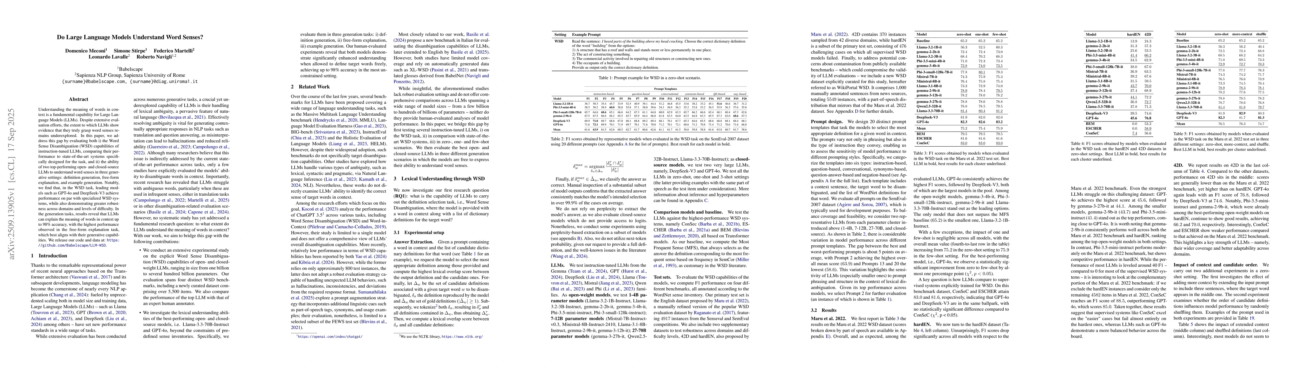 Thumbnail for Do Large Language Models Understand Word Senses?