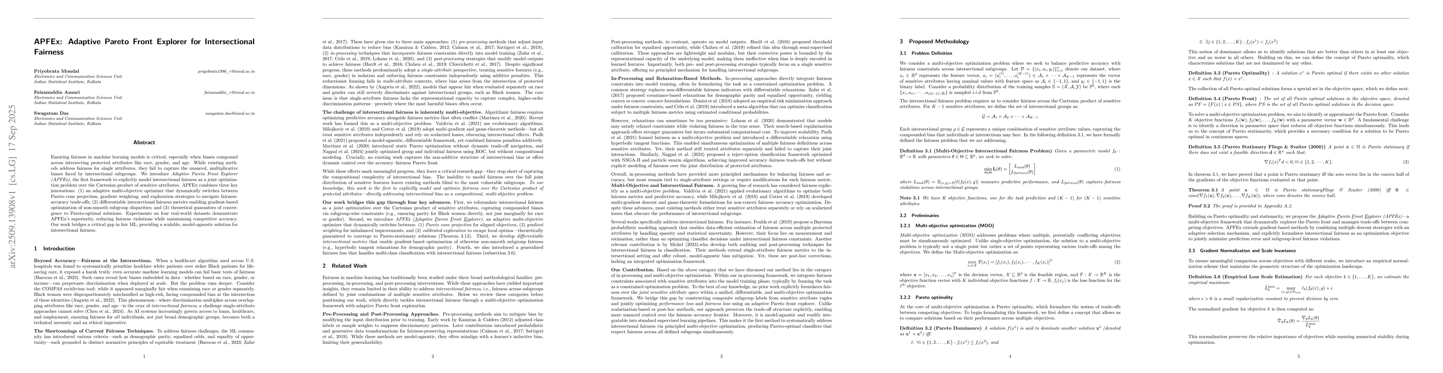 Thumbnail for APFEx: Adaptive Pareto Front Explorer for Intersectional Fairness