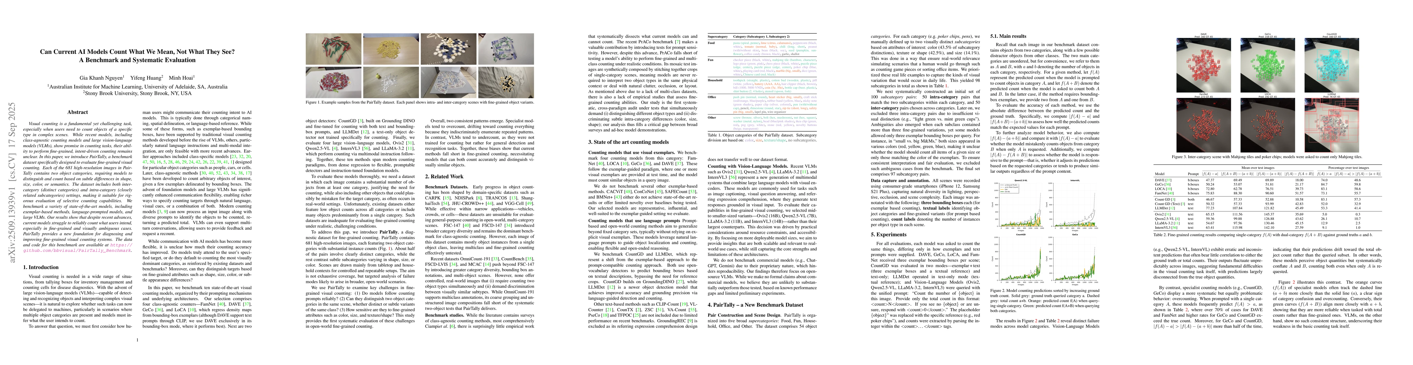 Thumbnail for Can Current AI Models Count What We Mean, Not What They See? A Benchmark
  and Systematic Evaluation