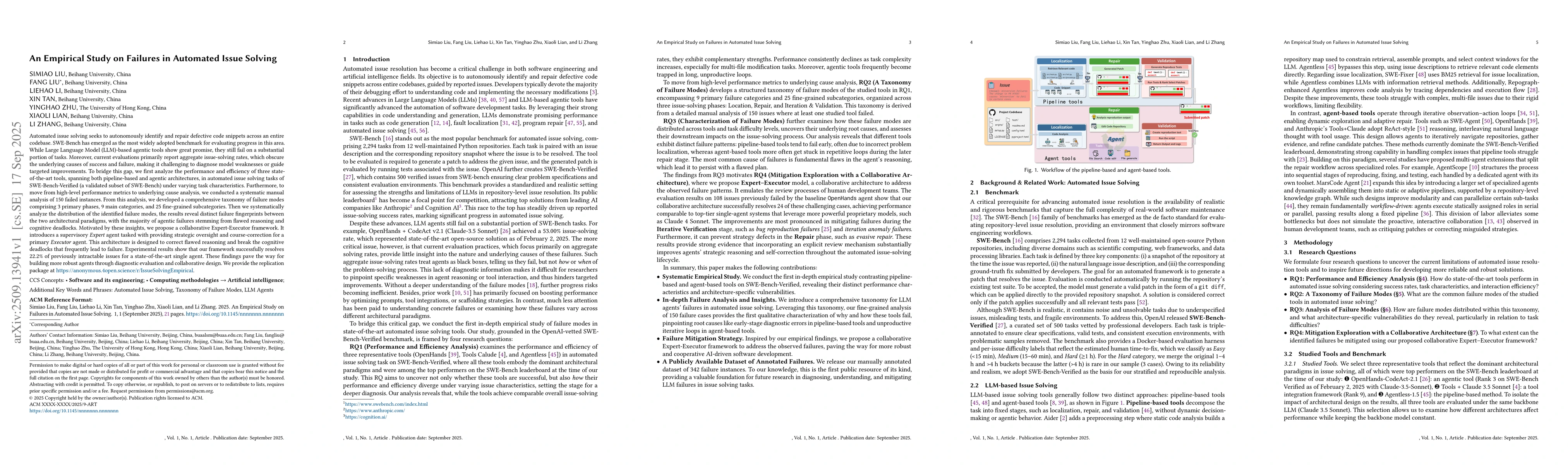 Thumbnail for An Empirical Study on Failures in Automated Issue Solving