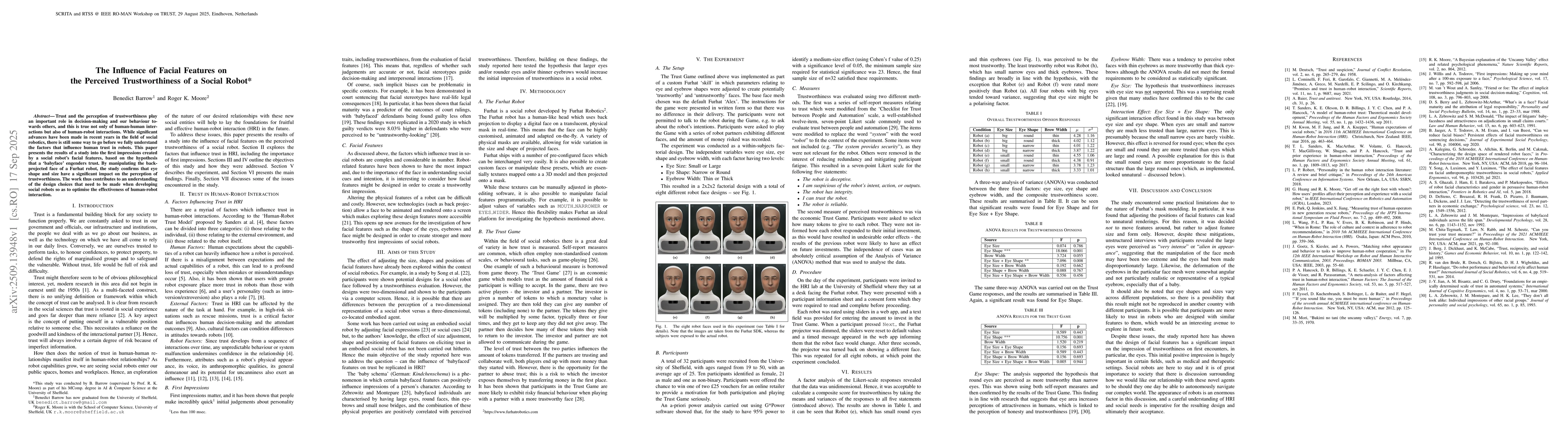 Thumbnail for The Influence of Facial Features on the Perceived Trustworthiness of a
  Social Robot
