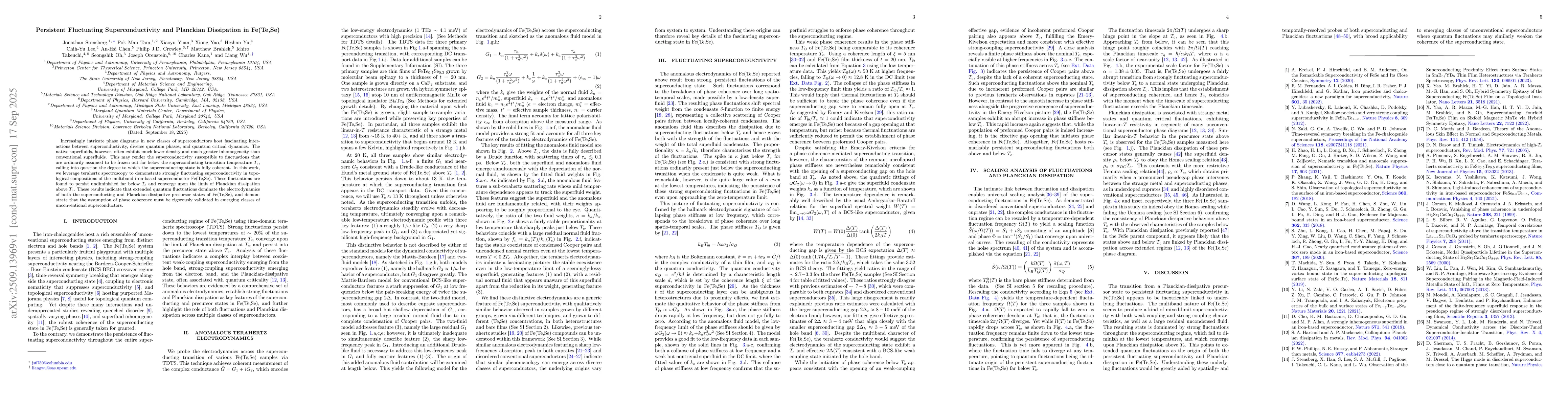 Thumbnail for Persistent Fluctuating Superconductivity and Planckian Dissipation in
  Fe(Te,Se)