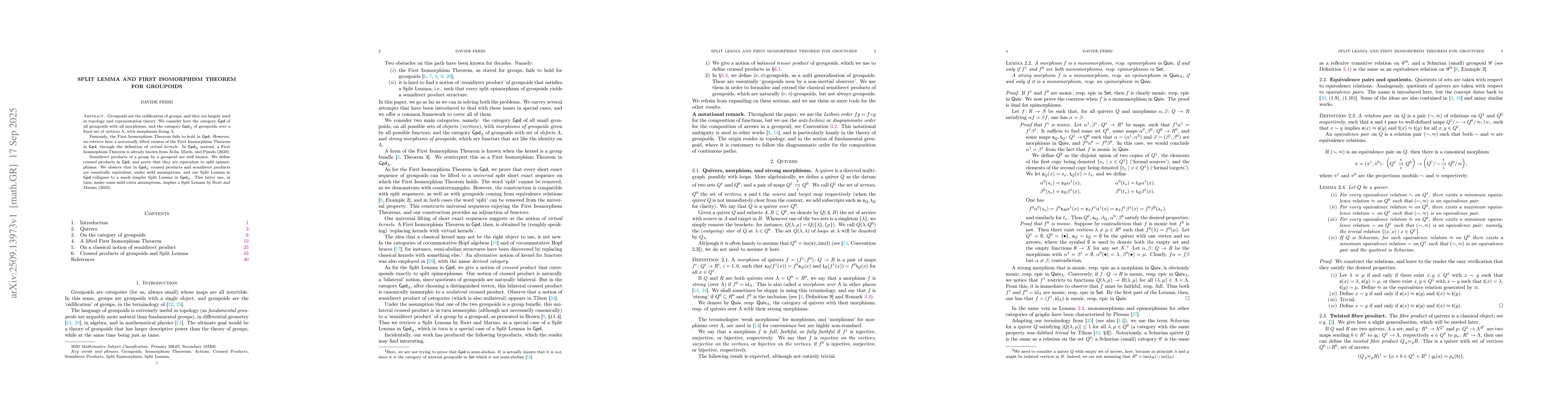 Thumbnail for Split Lemma and First Isomorphism Theorem for groupoids
