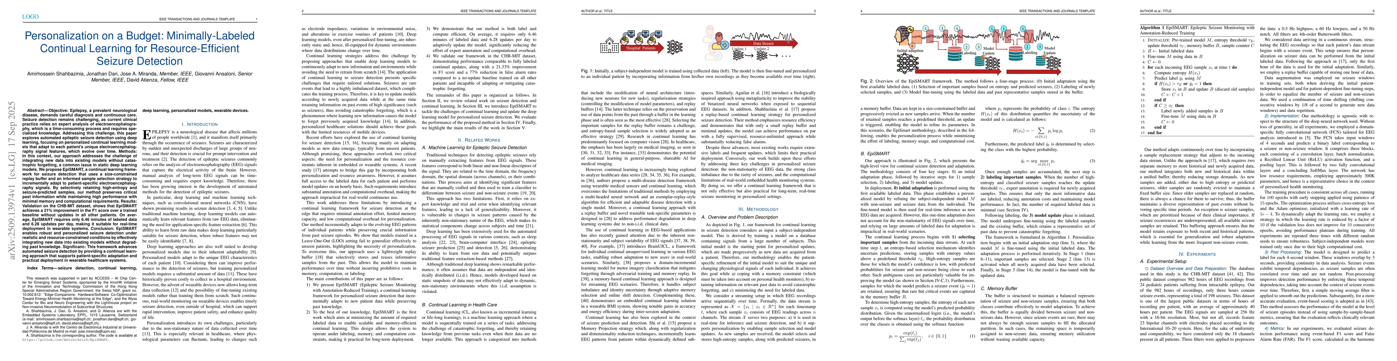 Thumbnail for Personalization on a Budget: Minimally-Labeled Continual Learning for
  Resource-Efficient Seizure Detection