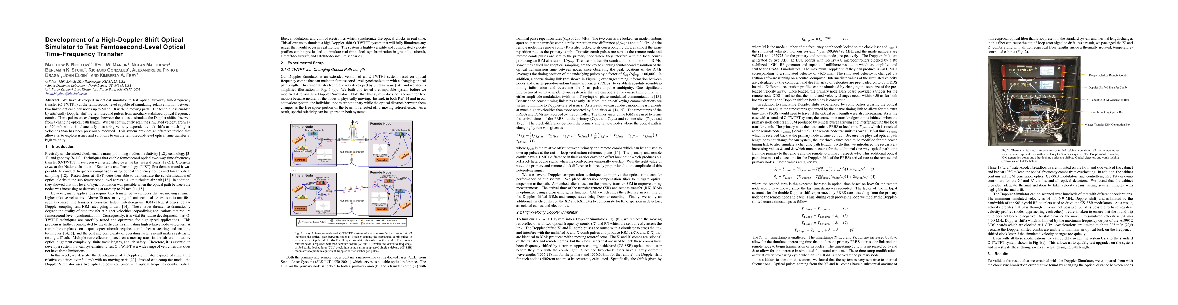 Thumbnail for Development of a High-Doppler Shift Optical Simulator to Test
  Femtosecond-Level Optical Time-Frequency Transfer