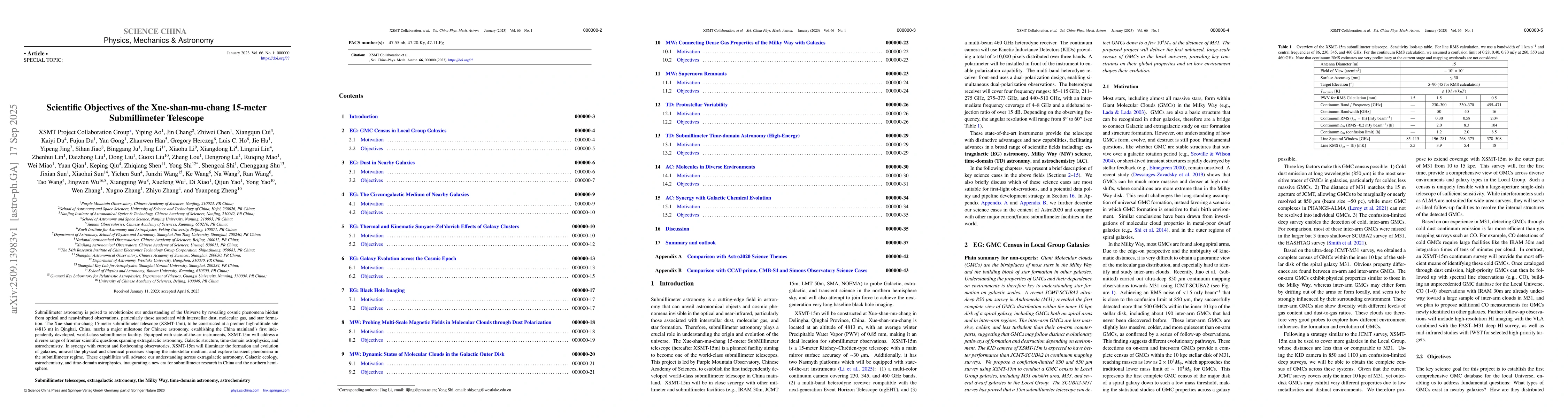 Thumbnail for Scientific Objectives of the Xue-shan-mu-chang 15-meter Submillimeter
  Telescope