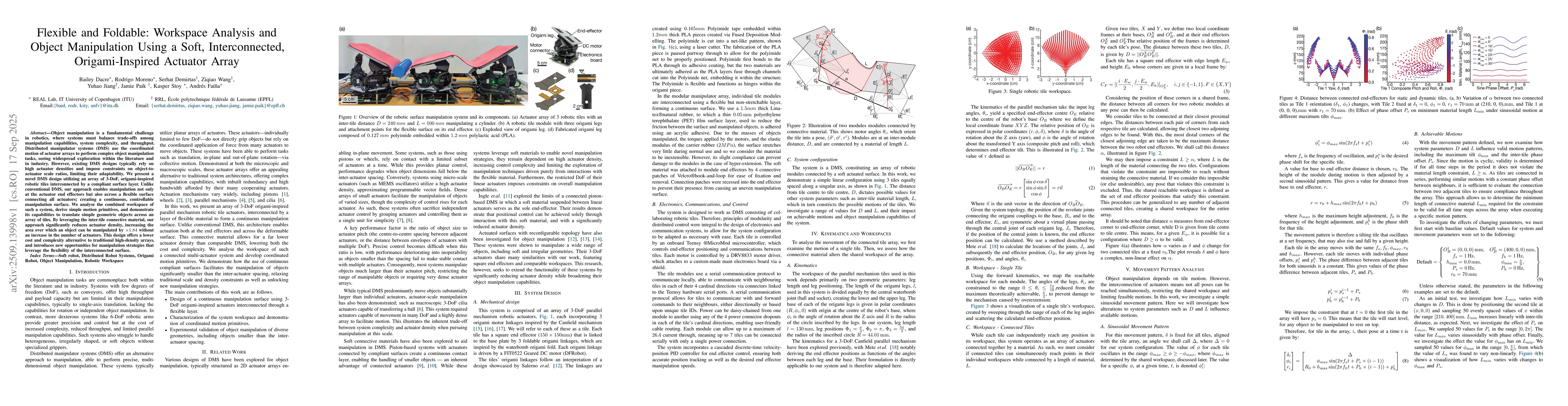 Thumbnail for Flexible and Foldable: Workspace Analysis and Object Manipulation Using
  a Soft, Interconnected, Origami-Inspired Actuator Array