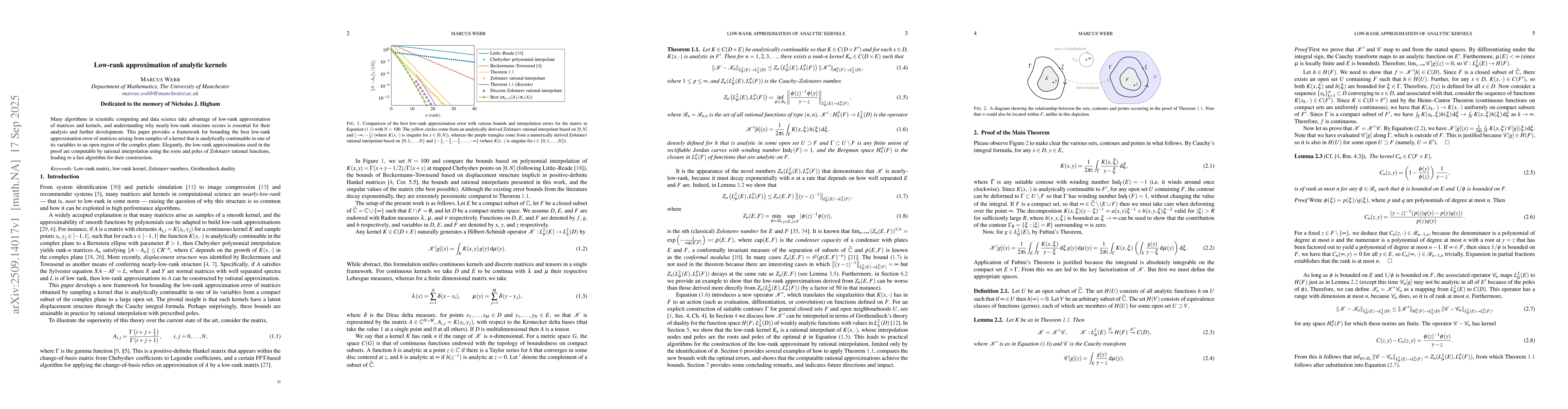 Thumbnail for Low-rank approximation of analytic kernels