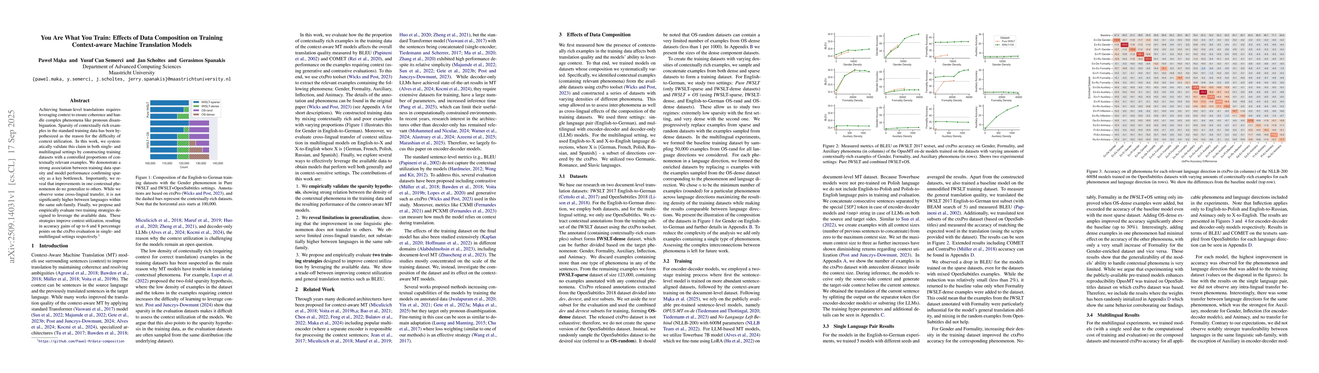 Thumbnail for You Are What You Train: Effects of Data Composition on Training
  Context-aware Machine Translation Models