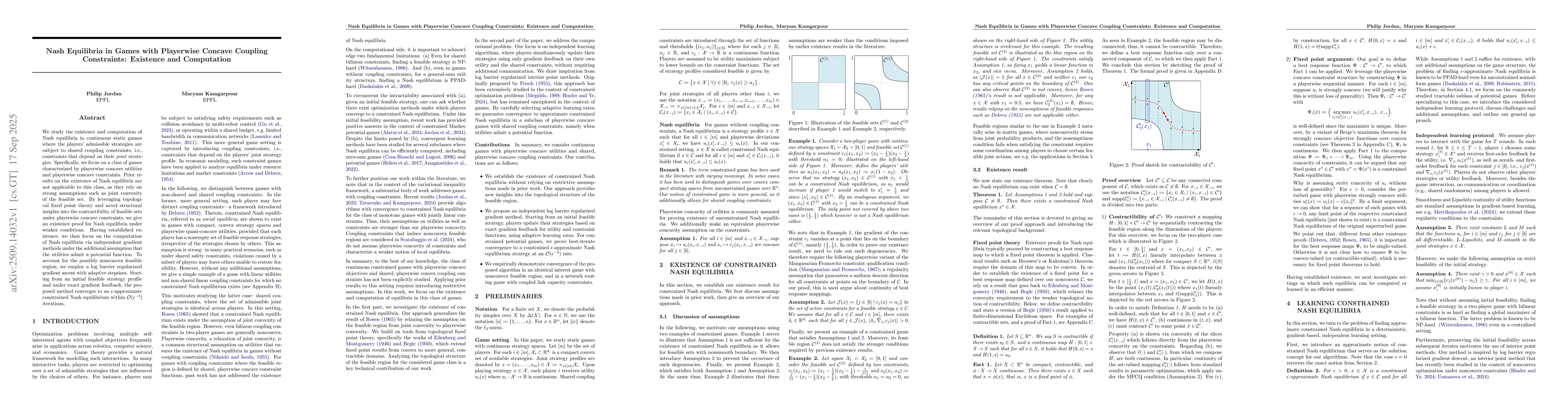 Thumbnail for Nash Equilibria in Games with Playerwise Concave Coupling Constraints:
  Existence and Computation