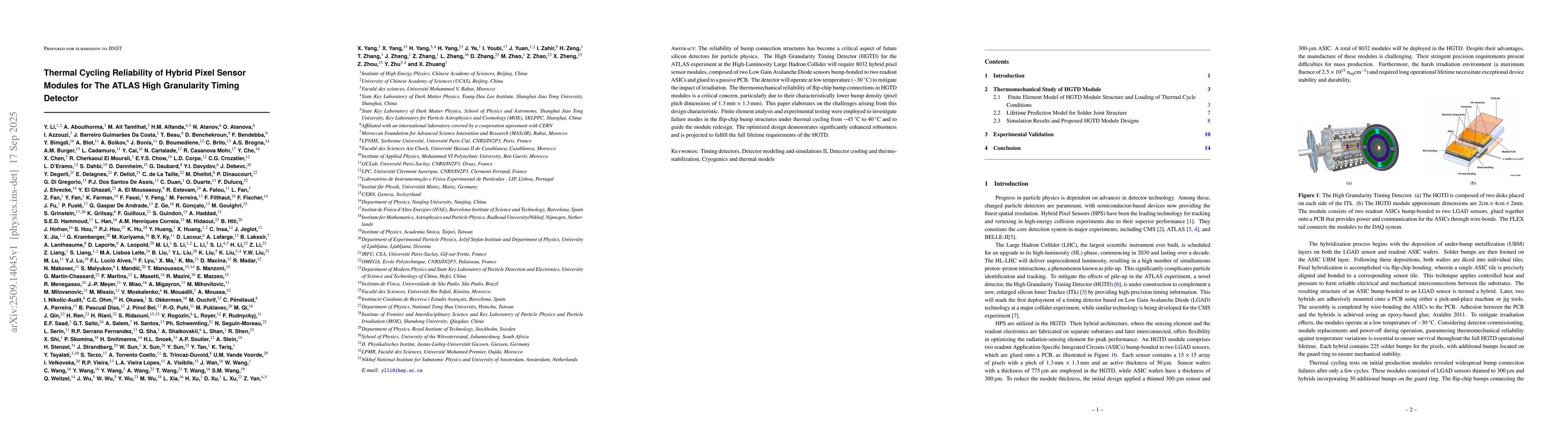 Thumbnail for Thermal Cycling Reliability of Hybrid Pixel Sensor Modules for The ATLAS
  High Granularity Timing Detector