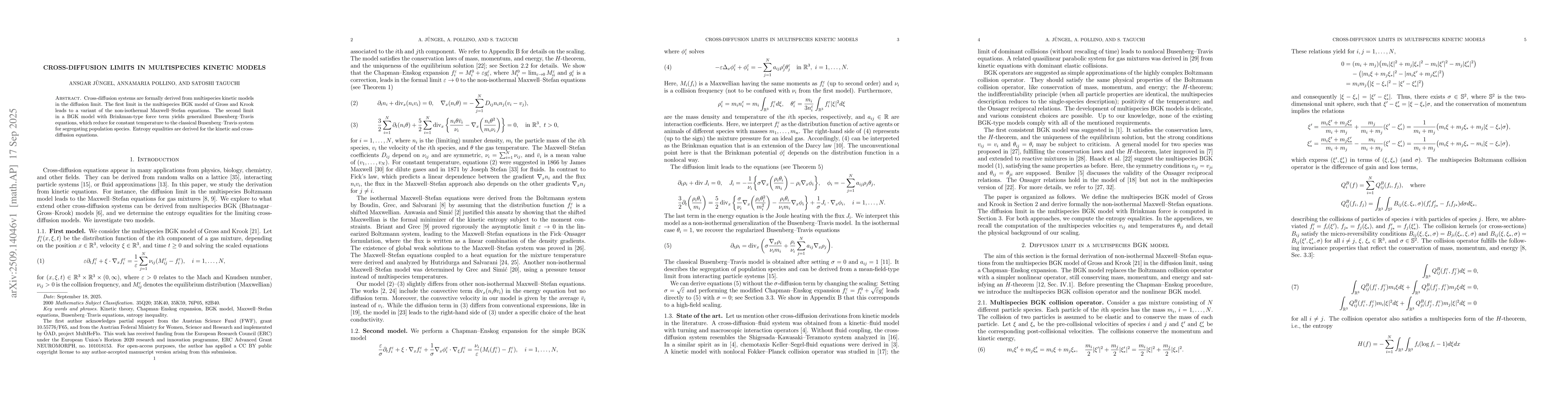 Thumbnail for Cross-diffusion limits in multispecies kinetic models