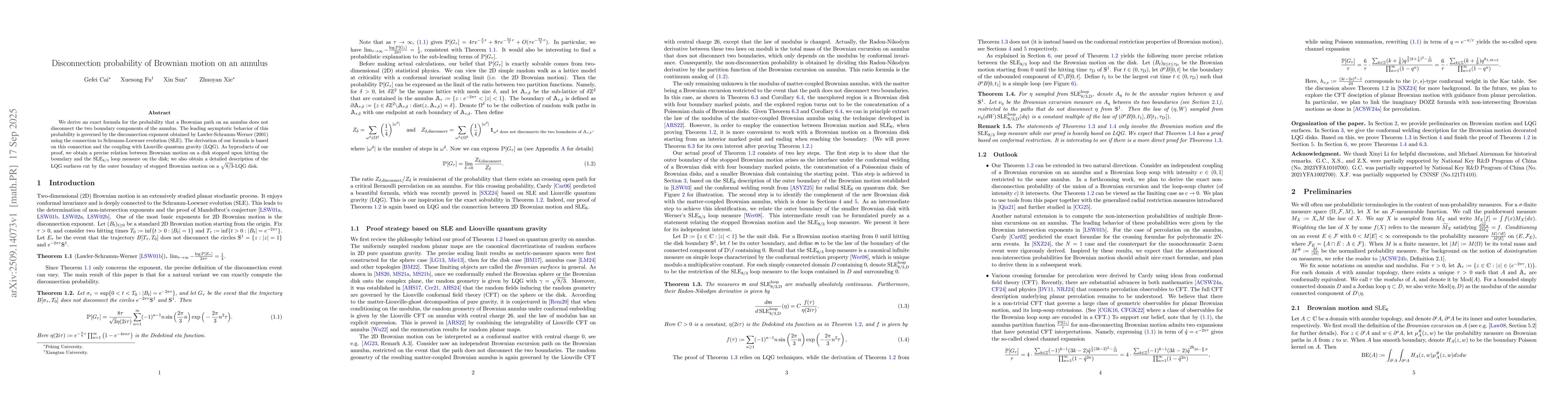 Thumbnail for Disconnection probability of Brownian motion on an annulus