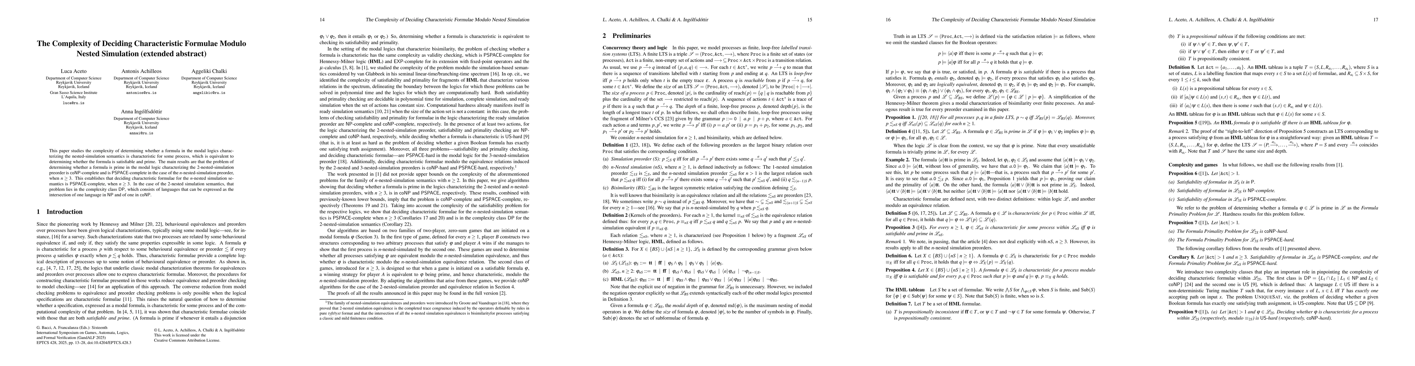 Thumbnail for The Complexity of Deciding Characteristic Formulae Modulo Nested
  Simulation (extended abstract)