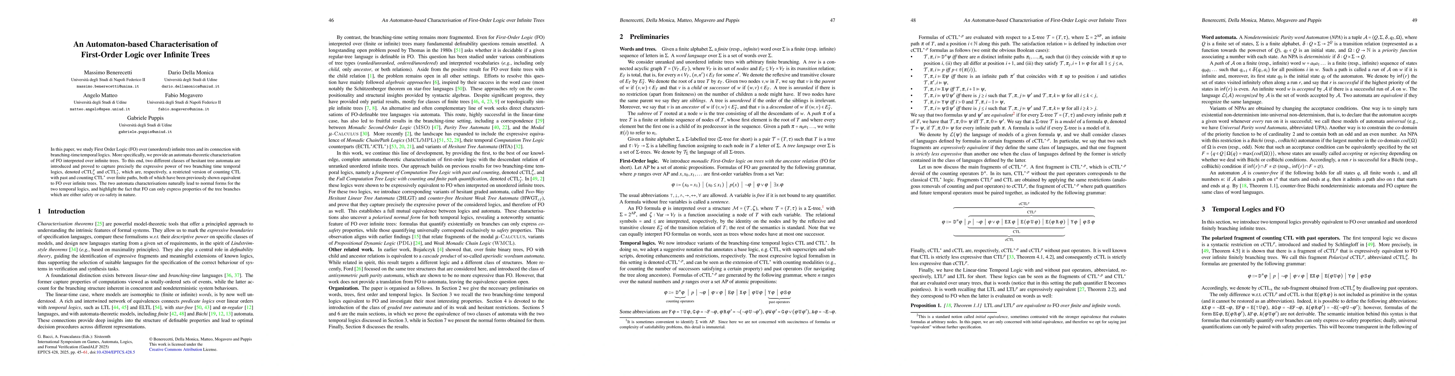 Thumbnail for An Automaton-based Characterisation of First-Order Logic over Infinite
  Trees