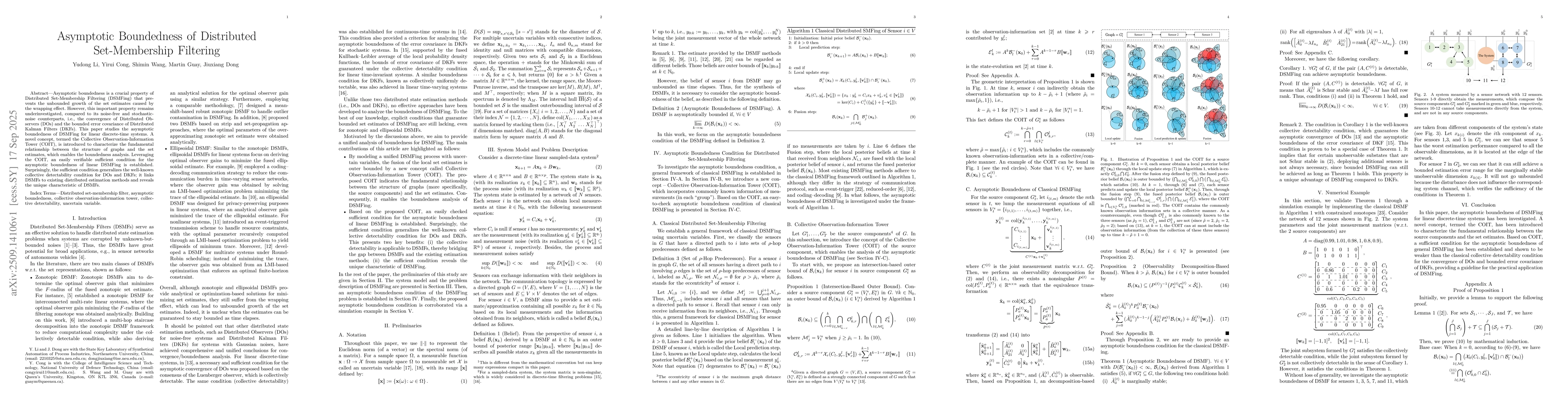 Thumbnail for Asymptotic Boundedness of Distributed Set-Membership Filtering