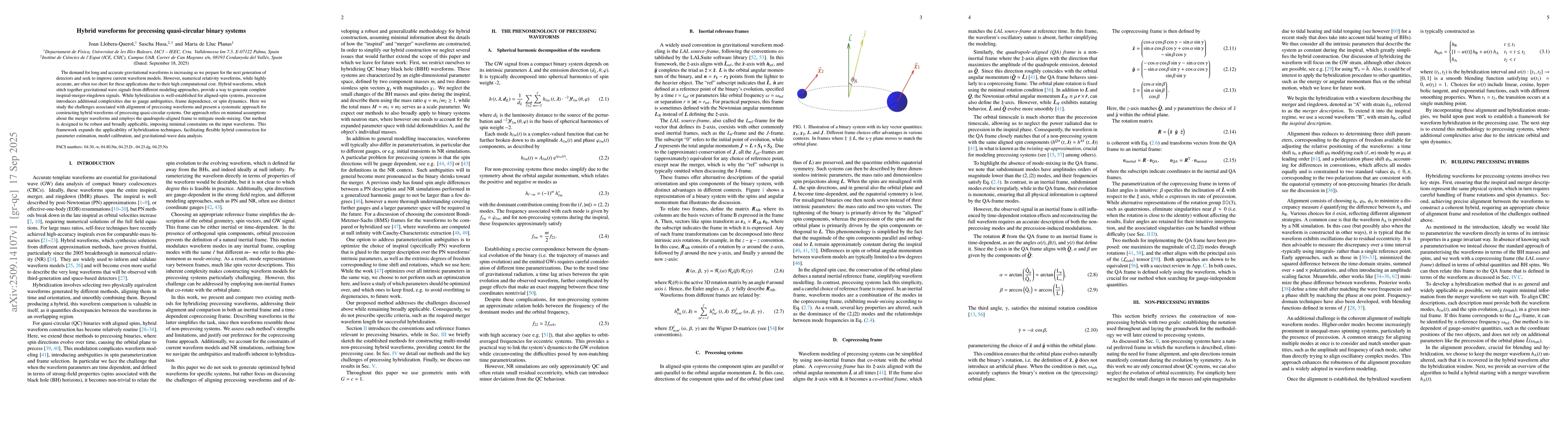 Thumbnail for Hybrid waveforms for precessing quasi-circular binary systems