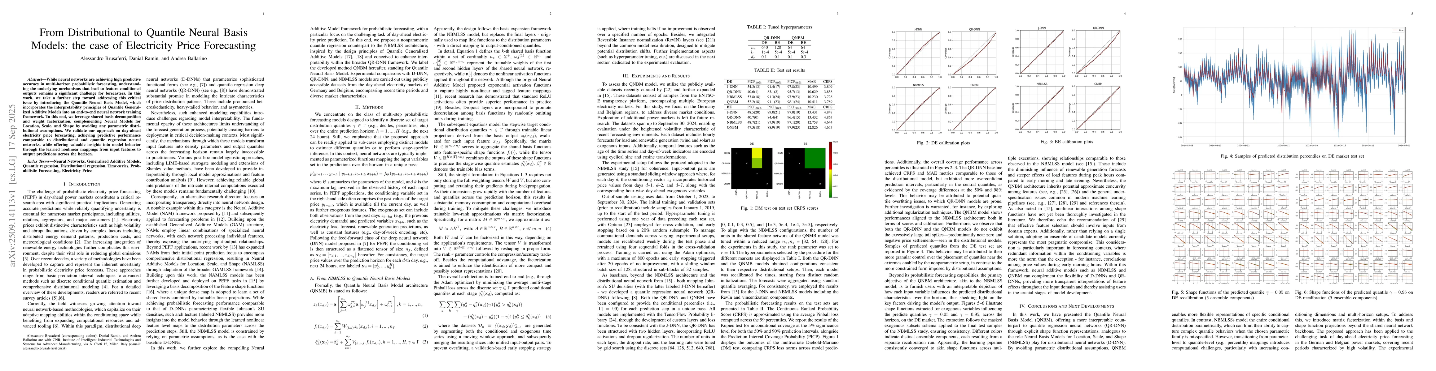 Thumbnail for From Distributional to Quantile Neural Basis Models: the case of
  Electricity Price Forecasting