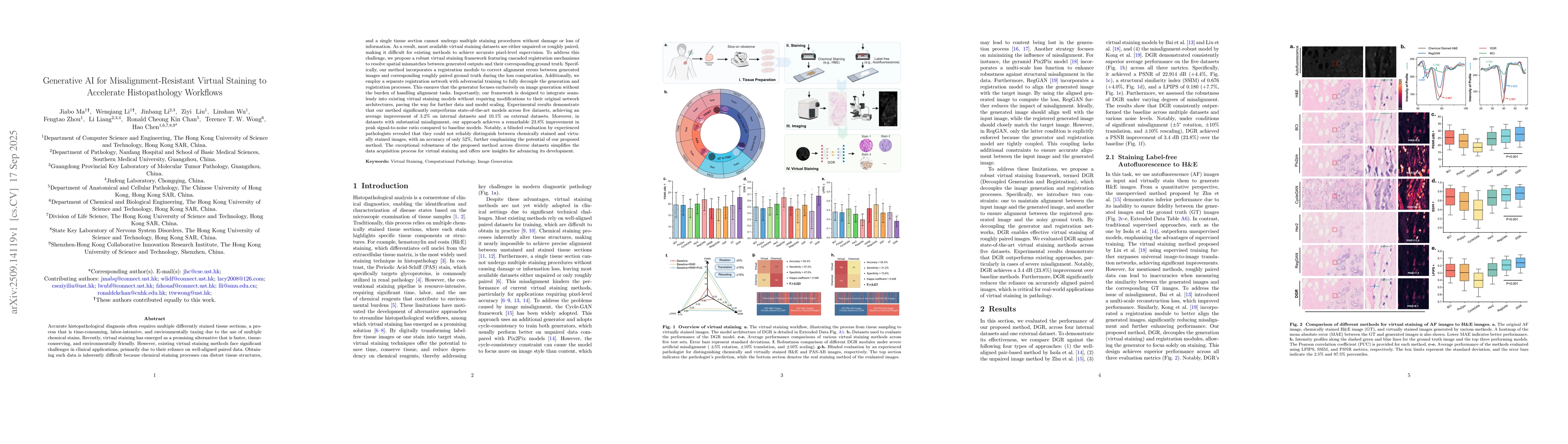 Thumbnail for Generative AI for Misalignment-Resistant Virtual Staining to Accelerate
  Histopathology Workflows