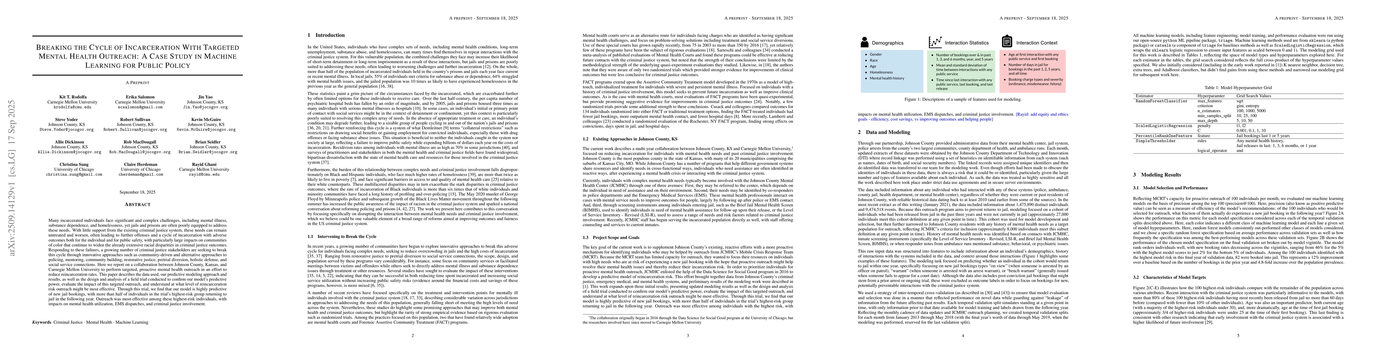 Thumbnail for Breaking the Cycle of Incarceration With Targeted Mental Health
  Outreach: A Case Study in Machine Learning for Public Policy