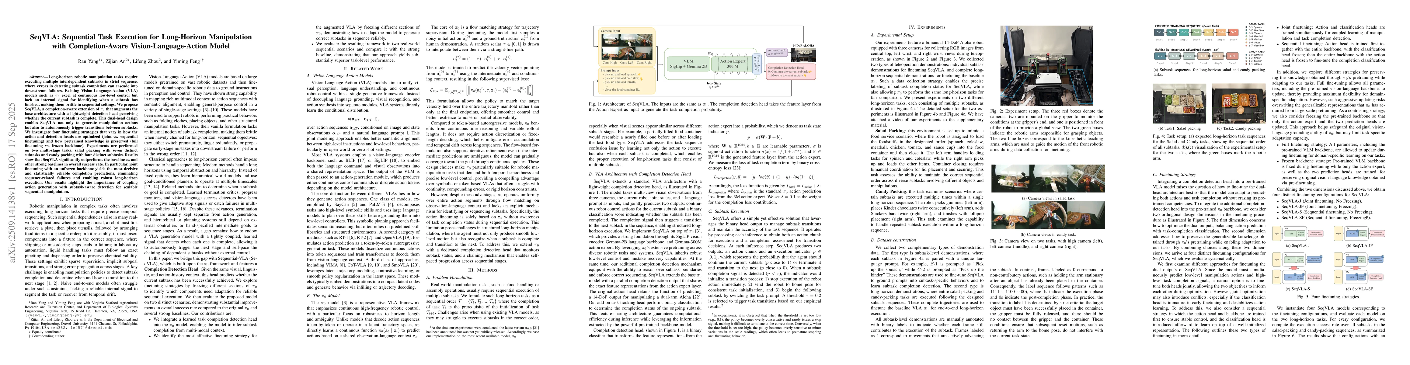 Thumbnail for SeqVLA: Sequential Task Execution for Long-Horizon Manipulation with
  Completion-Aware Vision-Language-Action Model