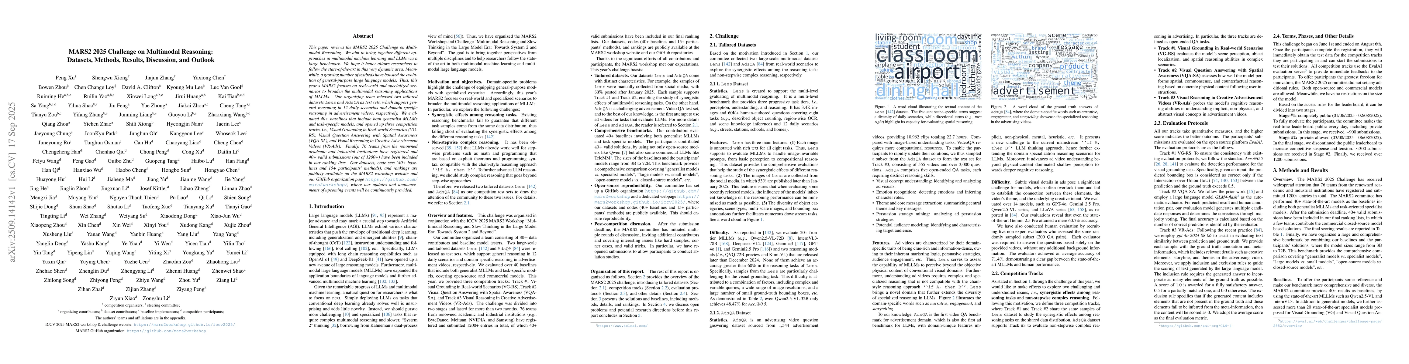 Thumbnail for MARS2 2025 Challenge on Multimodal Reasoning: Datasets, Methods,
  Results, Discussion, and Outlook