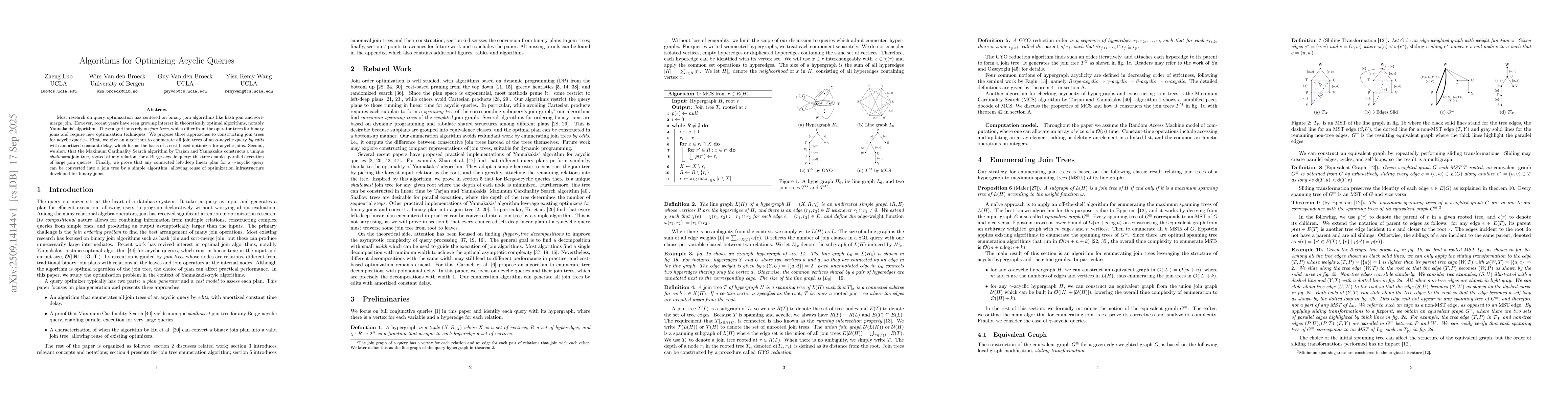 Thumbnail for Algorithms for Optimizing Acyclic Queries