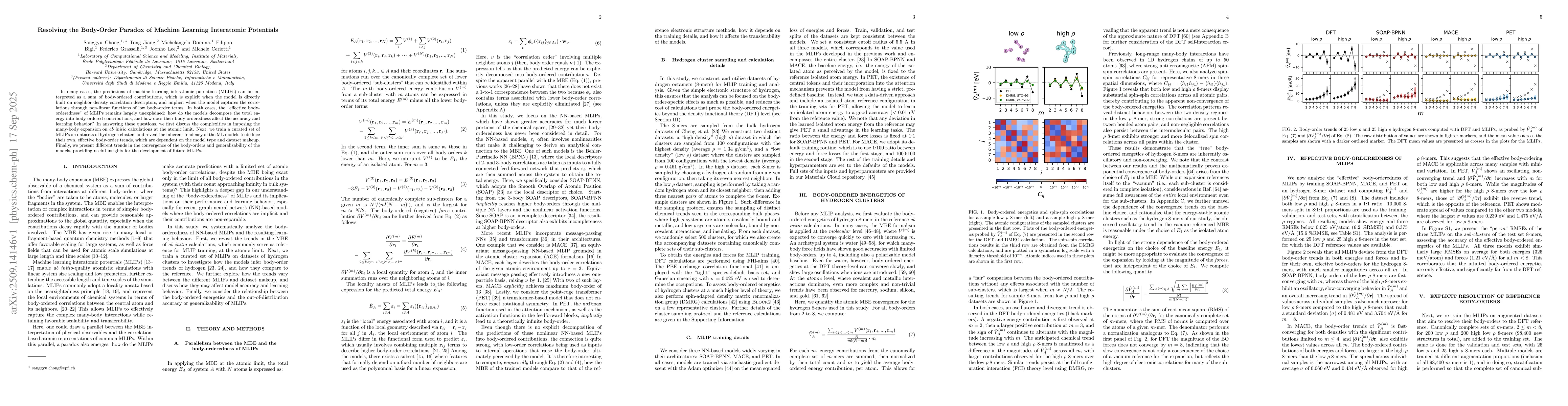 Thumbnail for Resolving the Body-Order Paradox of Machine Learning Interatomic
  Potentials