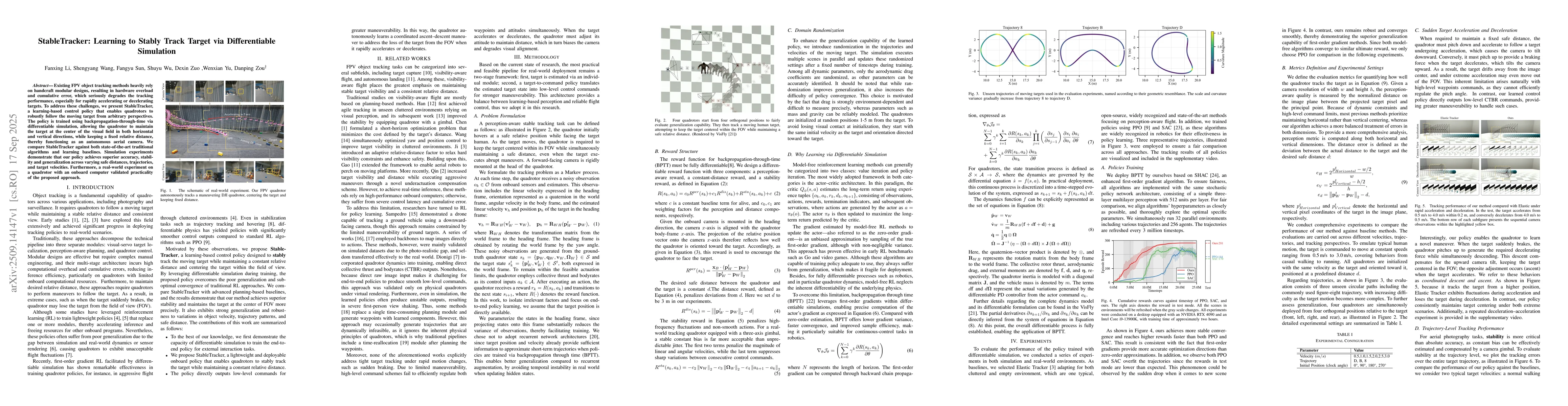 Thumbnail for StableTracker: Learning to Stably Track Target via Differentiable
  Simulation