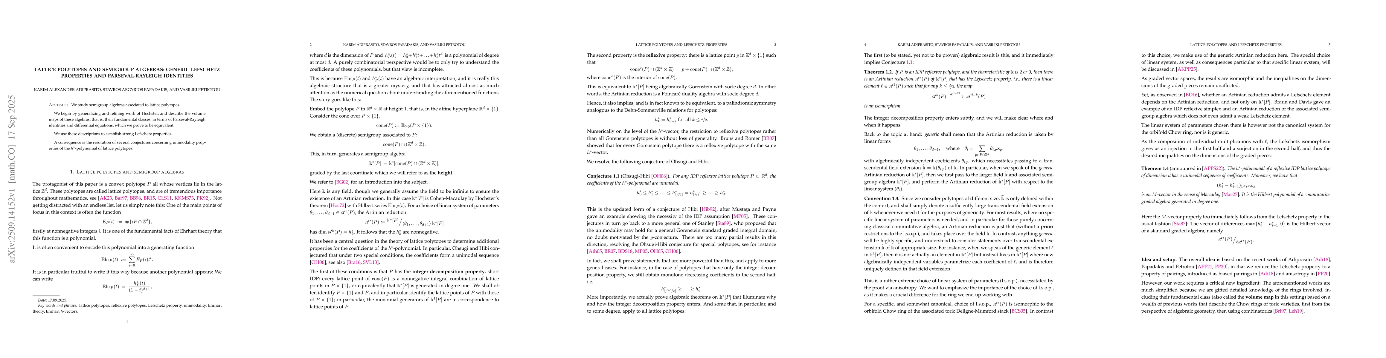 Thumbnail for Lattice polytopes and semigroup algebras: Generic Lefschetz properties
  and Parseval-Rayleigh identities