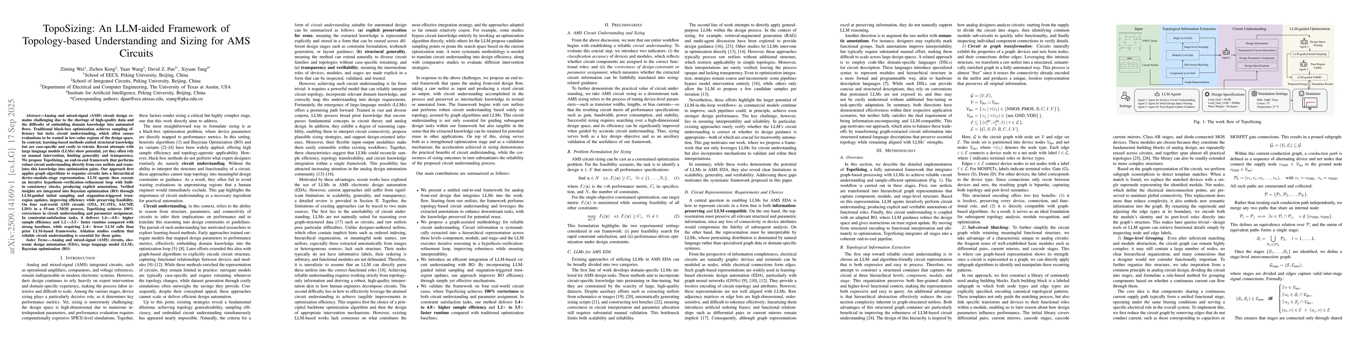Thumbnail for TopoSizing: An LLM-aided Framework of Topology-based Understanding and
  Sizing for AMS Circuits