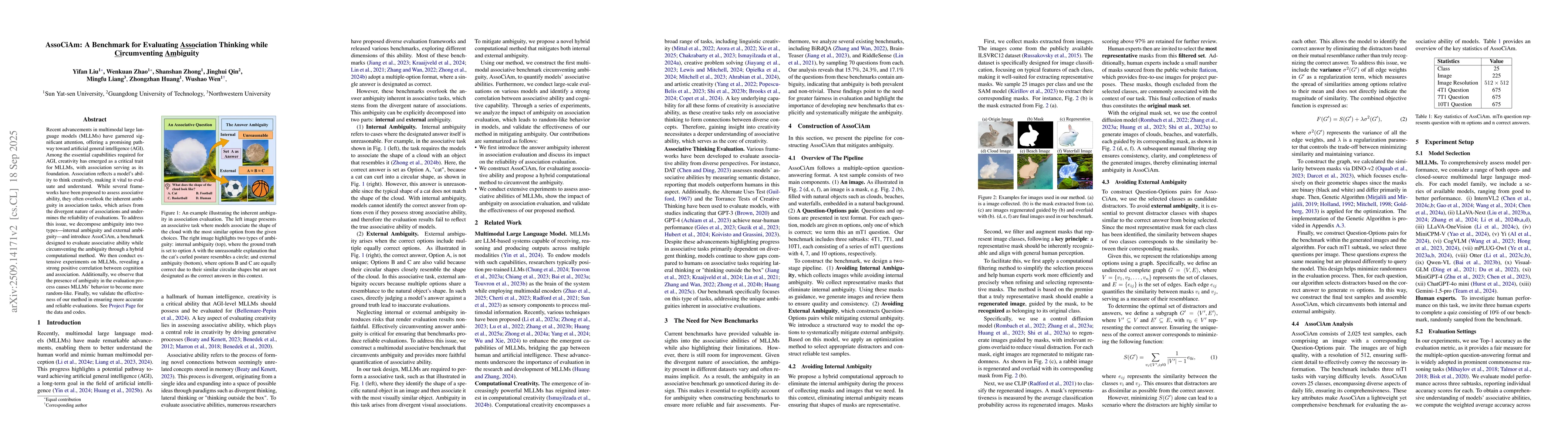 Thumbnail for AssoCiAm: A Benchmark for Evaluating Association Thinking while
  Circumventing Ambiguity