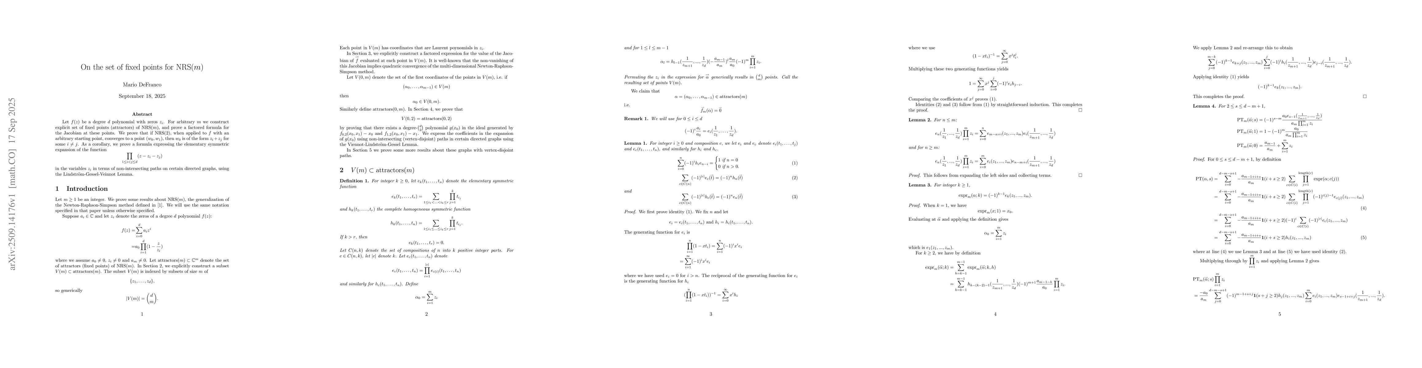 Thumbnail for On the set of fixed points for NRS($m$)