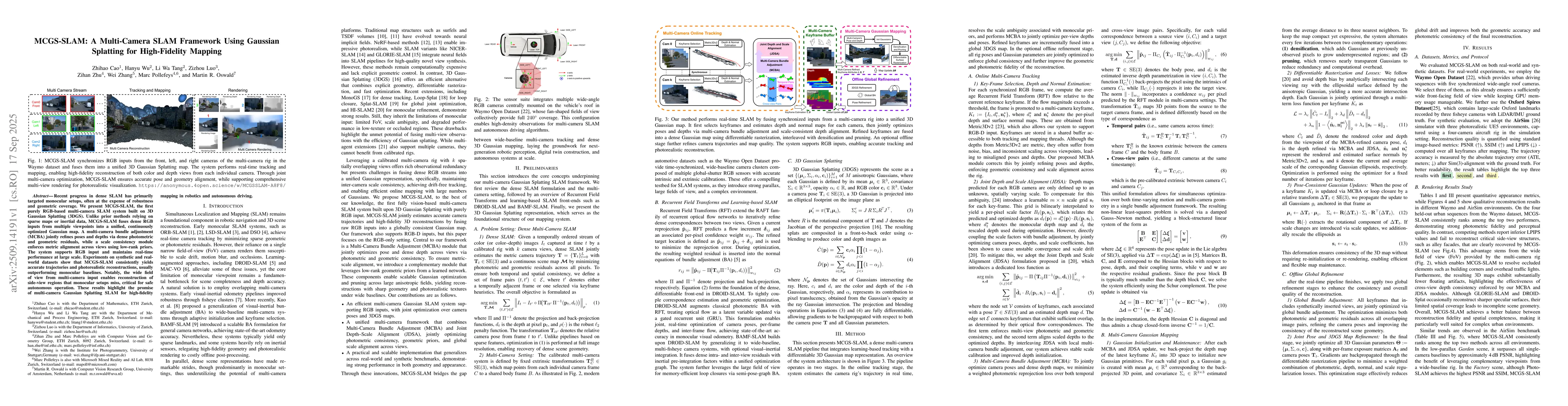 Thumbnail for MCGS-SLAM: A Multi-Camera SLAM Framework Using Gaussian Splatting for
  High-Fidelity Mapping