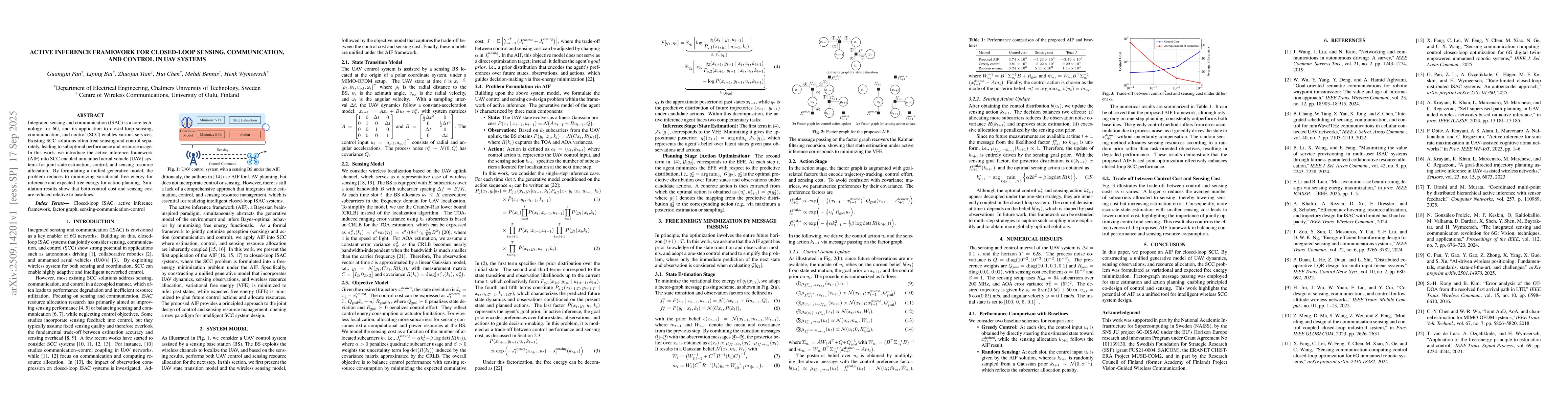 Thumbnail for Active Inference Framework for Closed-Loop Sensing, Communication, and
  Control in UAV Systems